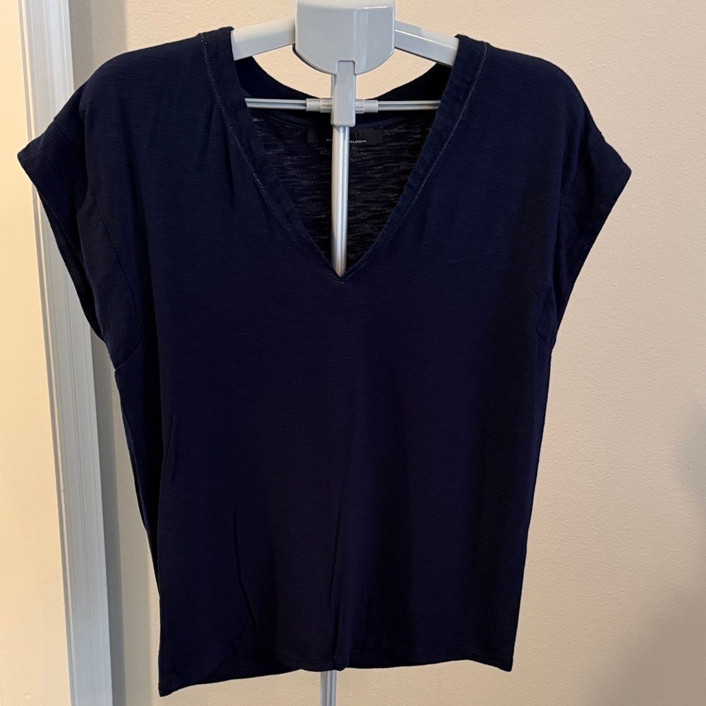 White House Black Market Deep Navy V-Neck Tee